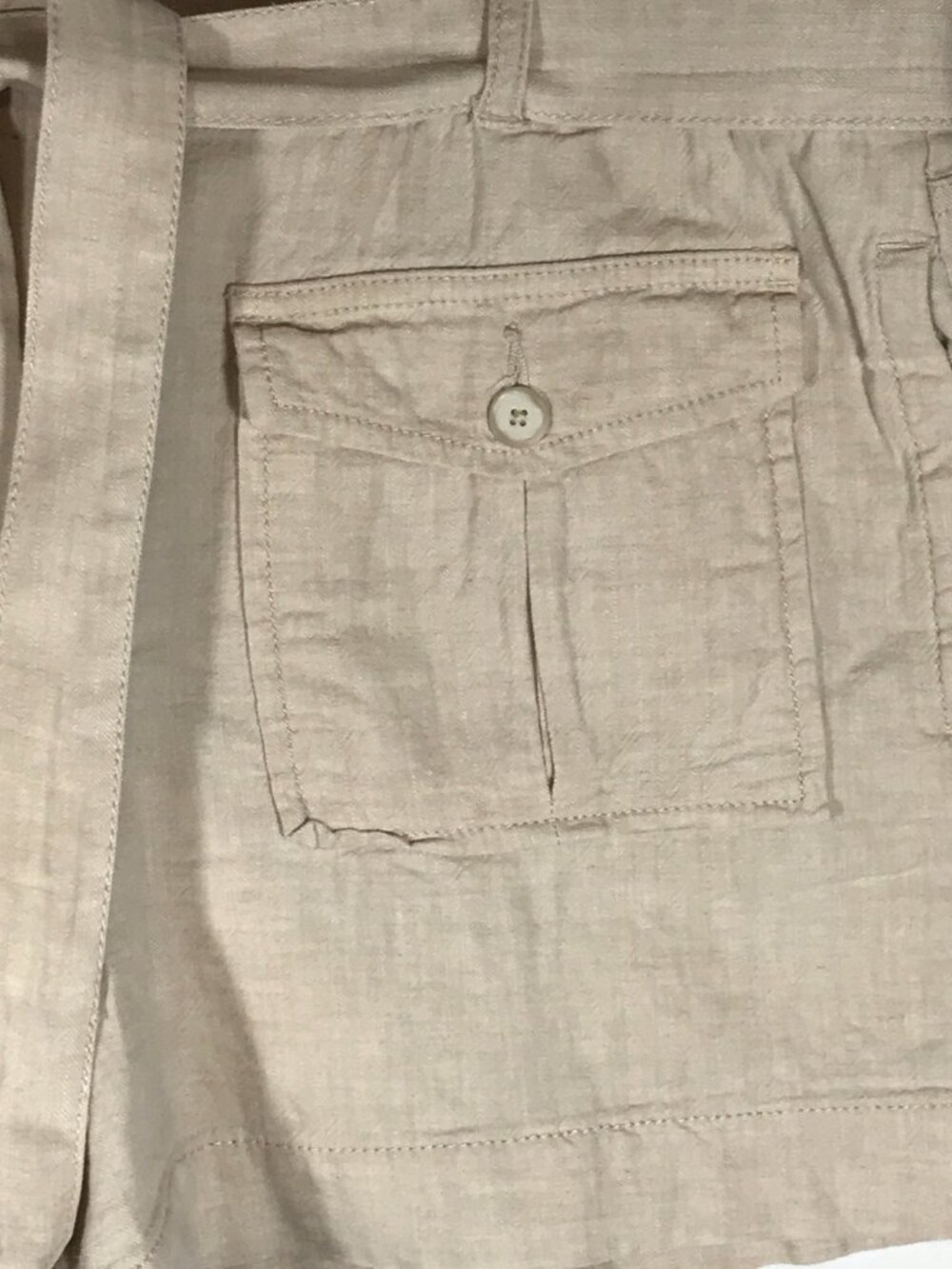 LOFT Women's Large Beige Linen Blend Belted Casual Paperbag Shorts - Picture 3 of 10